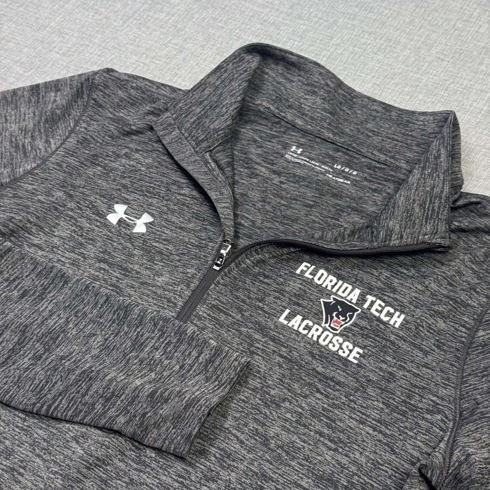 Under Armour Florida Tech Lacrosse 1/4 Zip Pullover Women L Gray NCAA HeatGear